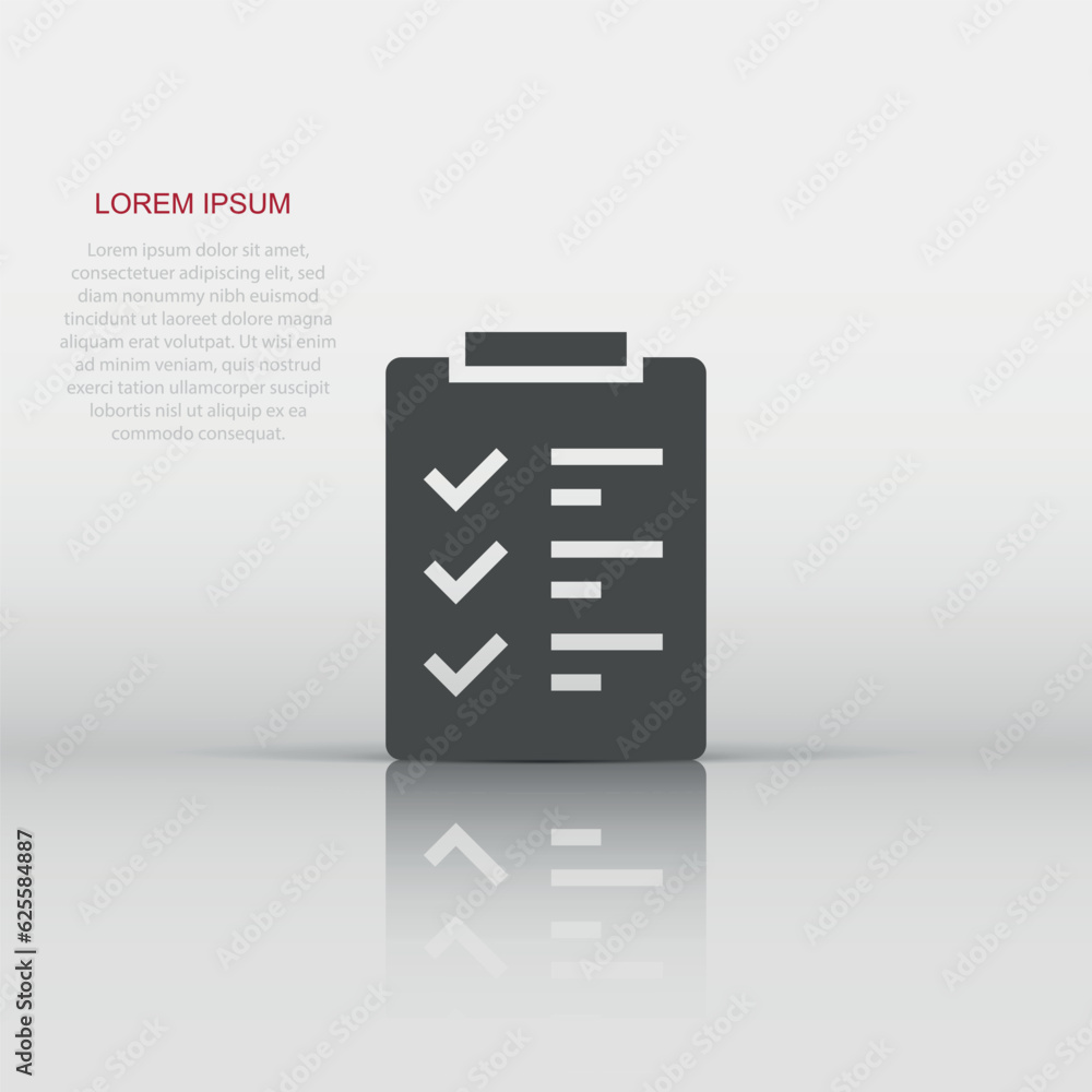 Poster to do list icon in flat style. document checklist vector illustration on white isolated background. 