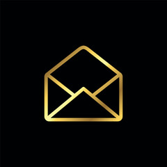 Gold Color Trendy Envelope Icon Vector Template