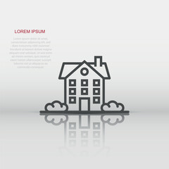 Building icon in flat style. Home vector illustration on white isolated background. House business concept.