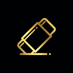 Gold Color Eraser Icon Vector Template