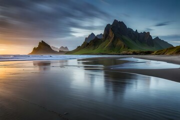 Fototapeta premium sunset over the beach generated by AI tool