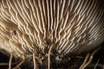 Abstract boletus mushroom. Big fungus with mushroom plates close up image. Generated AI.