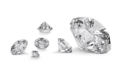Shiny brilliant diamond placed on transparent background
