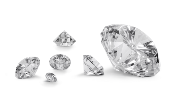 Shiny brilliant diamond placed on transparent background