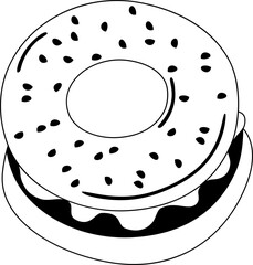 Bagel hand drawn design elements for decoration.