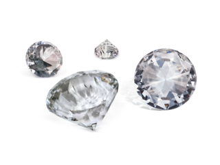 Shiny brilliant diamond placed on transparent background