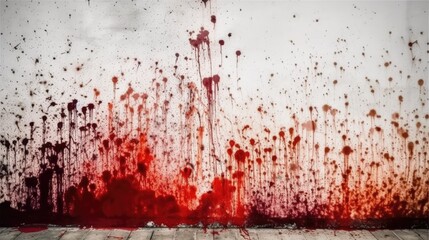 Red blood splatter on a grunge wall illustration