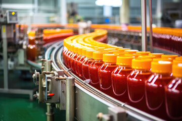 A beverage production line is in operation