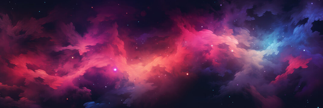 Beautiful space nebula galaxy wide format photo background material