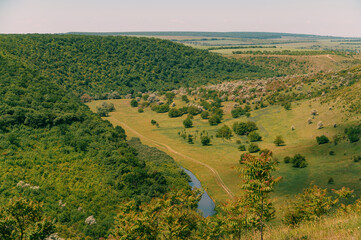 Image of beautiful green summer landscapes on hilly area in country side.