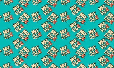 music typography retro vintage aesthetic pattern seamless Ideal for wallpaper, background, interior paintings, posters, covers or banners
