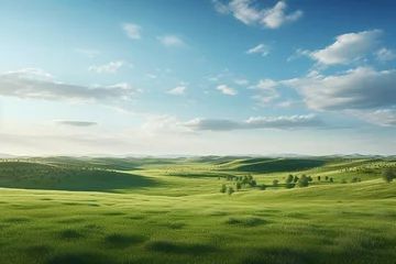 Foto op Plexiglas Landscape photography of prairies and green fields, Generative AI © Nino39