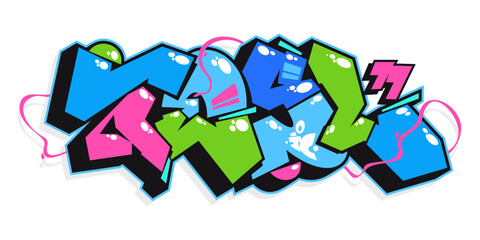 Colorful Abstract Urban Graffiti Street Art Word Lettering Vector Illustration Template Element - obrazy, fototapety, plakaty
