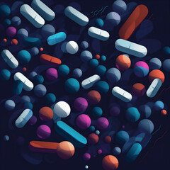 medication pharmacy pill medical pharmaceutical tablet capsule drug medicine illustration. Generative AI.