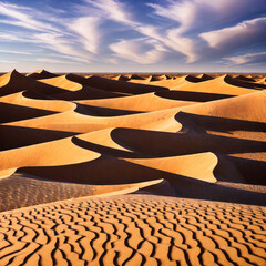 Fototapeta na wymiar Desert, sand hills and blue sky 