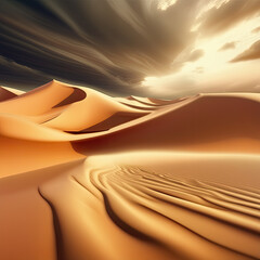 Fototapeta na wymiar Desert, sand hills and stormy sky 