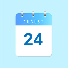Daily calendar 24th of August month on white paper note