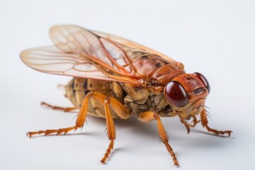Fototapeta premium Insect cicada close-up on white background, illustration.