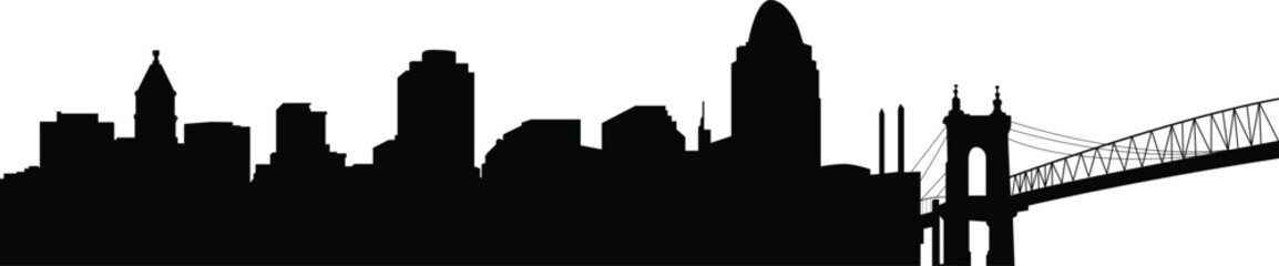 Cincinnati city skyline silhouette in vector format © Budypiasa
