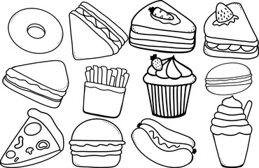 set of hand drawn food 