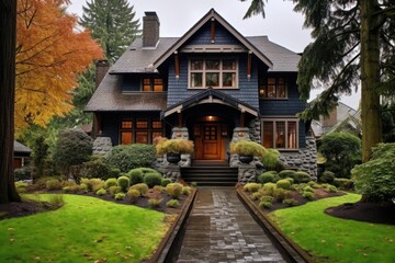 Fototapeta na wymiar Traditional craftsman style home located in Portland, Oregon.