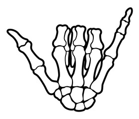 Shaka skeleton hand sign for halloween illustrations