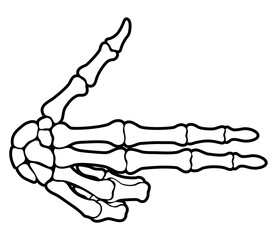 Skeleton bone hand gun sign illustrations