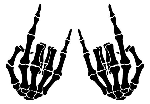 Skeleton bone rock on hand sign illustrations.