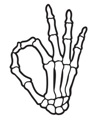 Skeleton finger OK hand sign illustrations