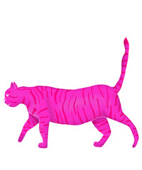 Obraz premium Pink kitten walking Colorful cute cat illustration Png clipart with transparent background Animal cartoon style Digital cut file Kitty Great for baby shower, greeting cards, invitations