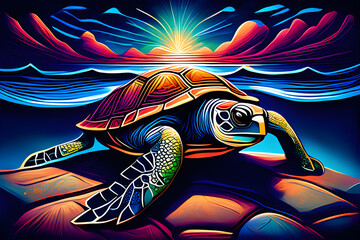 Fototapeta premium Draw me a picture of a doll in the back in front of the sea. Generative AI