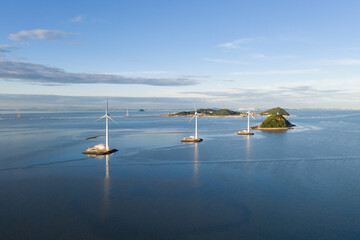Wind turbine built on the sea