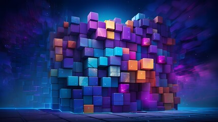 abstract background with colorful cubes.