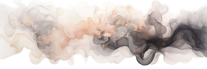 Abstract transparent background, colored smoke. Ethereal graphic design. AI generation
