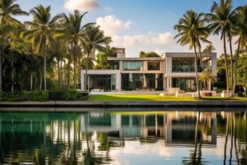 Obraz premium Gorgeous Miami, Florida neighborhood comprising contemporary luxurious homes.