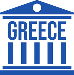 Greece Icon Symbol or Logo with Ancient Greek Acropolis Pantheon.