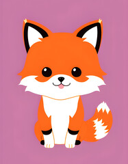 Red fox cartoon, AI generation