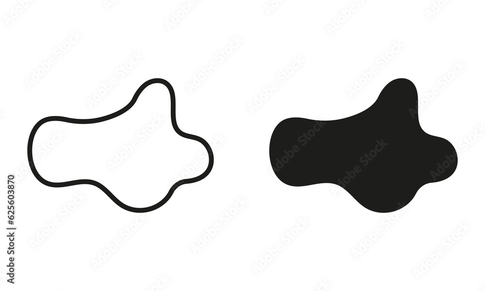 Poster abstract amorphous splodge. organic blob, random shape line and silhouette black set. irregular liqu