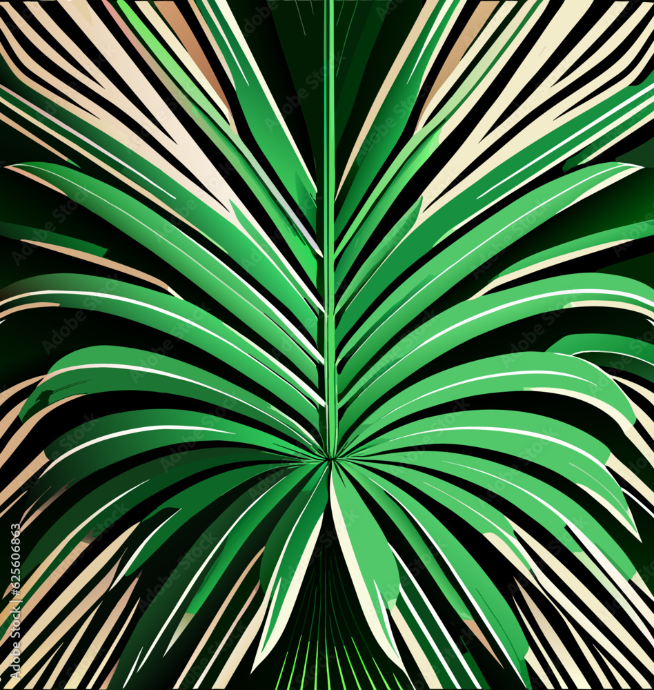 Poster close-up view of palm tree leaves, showcasing intricate details and textures
