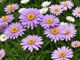 purple and white colored Daisy beautiful garden.