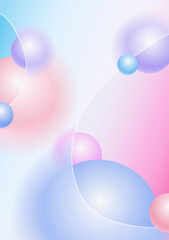 Creative glassmorphism illustration design with transparent frame and floating spheres template