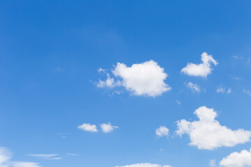Naklejka na ściany i meble Clear blue sky with white rain cloud, weather and season background, nature concept