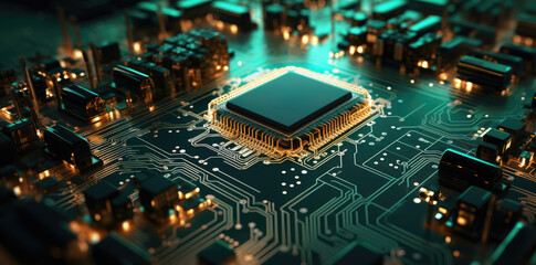 Close up of computer circuit board. Generative AI