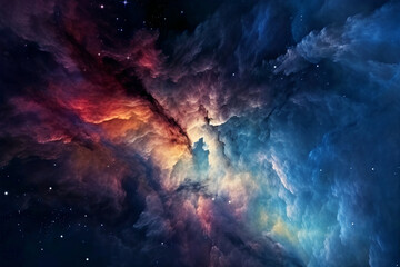Fototapeta premium colorful space nebula background, generative ai