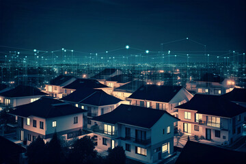 Obraz premium smart home community, generative ai