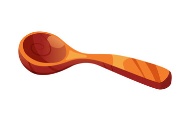 Nature Wooden Spoon Isolated. Kitchenware Utensil. Vector Illustration in Cartoon Style.