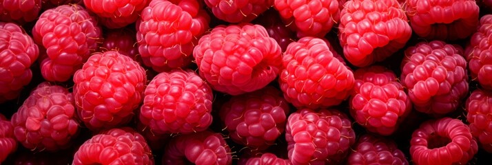 Photo of a vibrant pile of fresh raspberries .generative ai