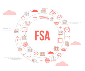 fsa flexible spending account concept with icon set template banner and circle round shape