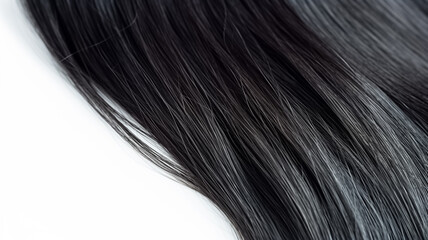 Black hair isolated on white background. Background with copy space. 