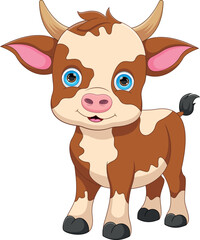 cartoon baby cow on white background